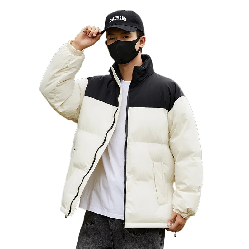 

Winter Jacket for Men Loose Fit Duck Down Jacket Fill Power Embroidered Patchwork Unisex Bread Style and Duck Feather Outerwear