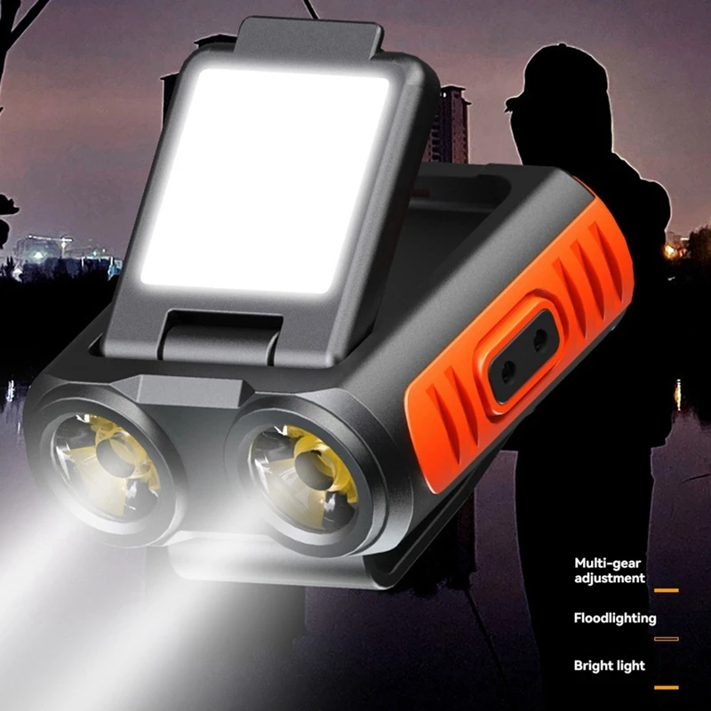 New-Head Lamp Rechargeable Hat Clip Light Head Light IPX4 Waterproof Flashlight Work Light 500 Lumens For Camping Fishing