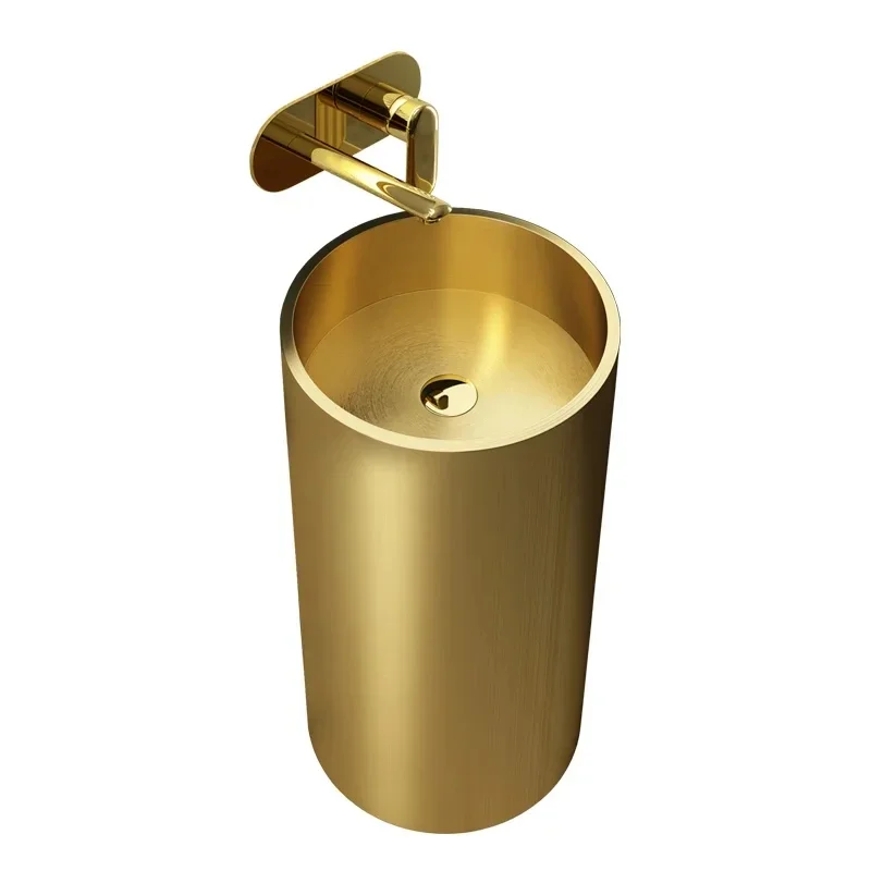 Column Washbasin Golden Affordable Luxury Style Integrated Wash Basin