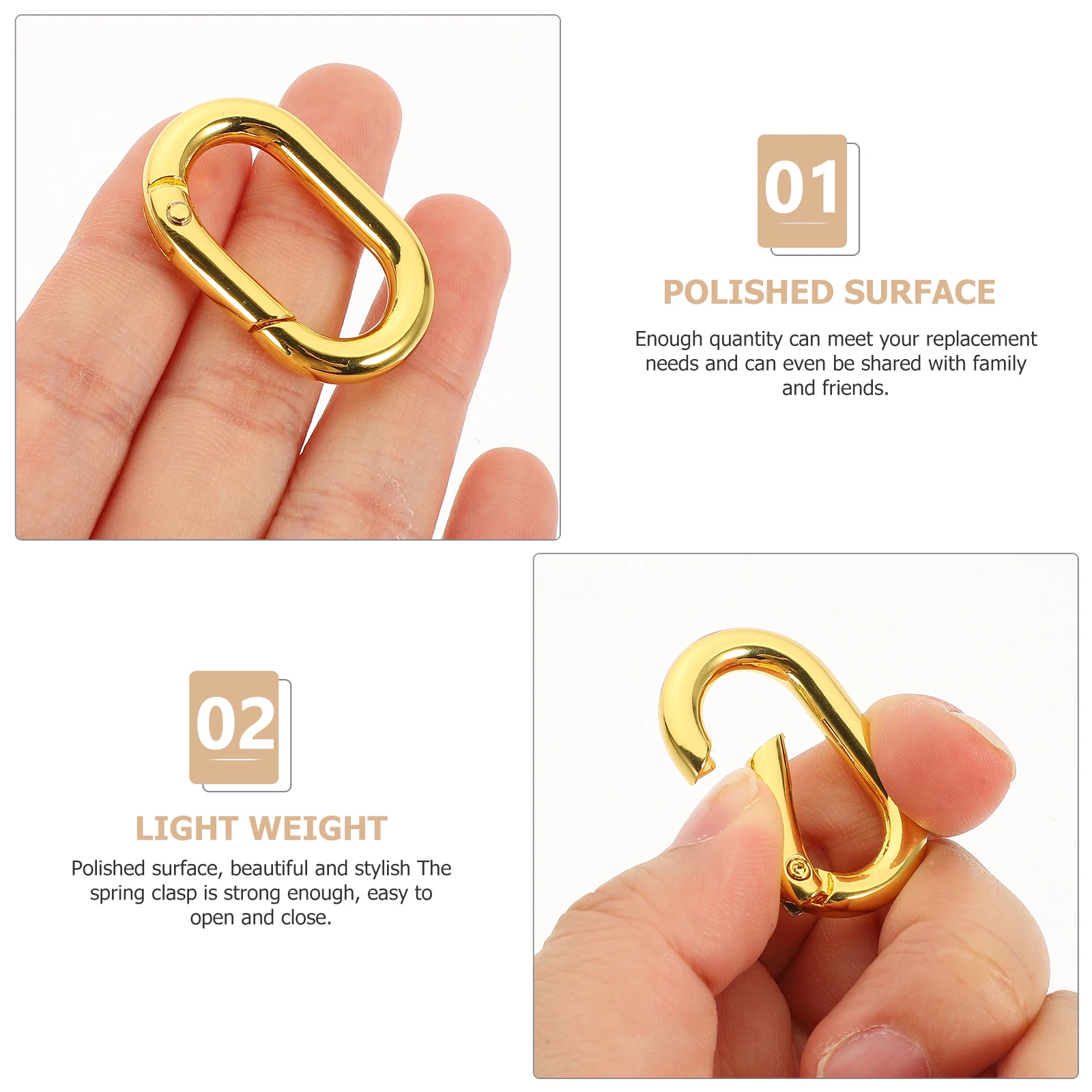 

10pcs Spring Buckle Oval Carabiner Clip Metal Snap DIY Golden Bag Key Ring Backpack Handbag Snap Clip Hook Hook