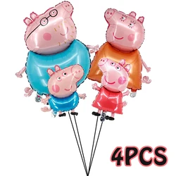 Ensemble de ballons sur le thème de Peppa Pig, page George, jouet d'anniversaire pour enfants, décoration, ballon en film d'aluminium, fournitures de fête, ensemble de 4 pièces