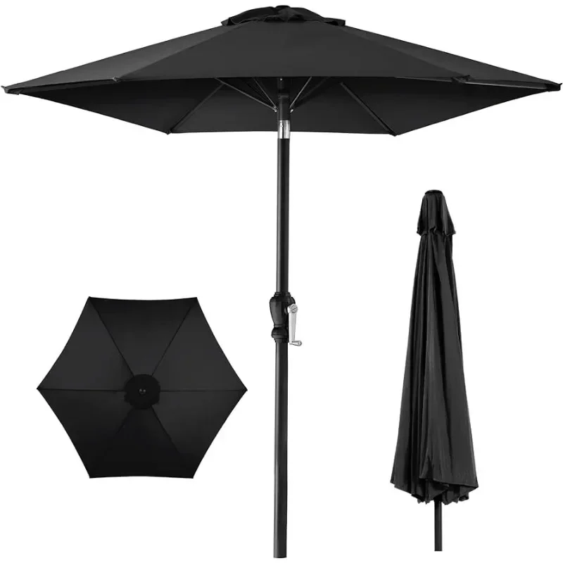 10ft Outdoor Steel Polyester Market Patio Umbrella w/Crank, Easy Push Button