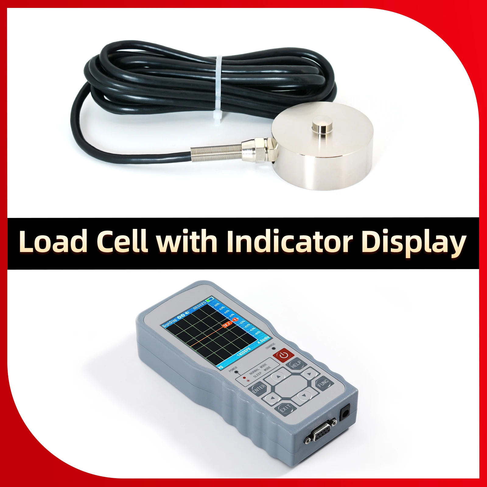 

Load Cell Sensor and Digital Force Gauge,Test Tensile and Pressure,RS232,Waveform Screen Bar Chart Screen,Peak/Valley Value