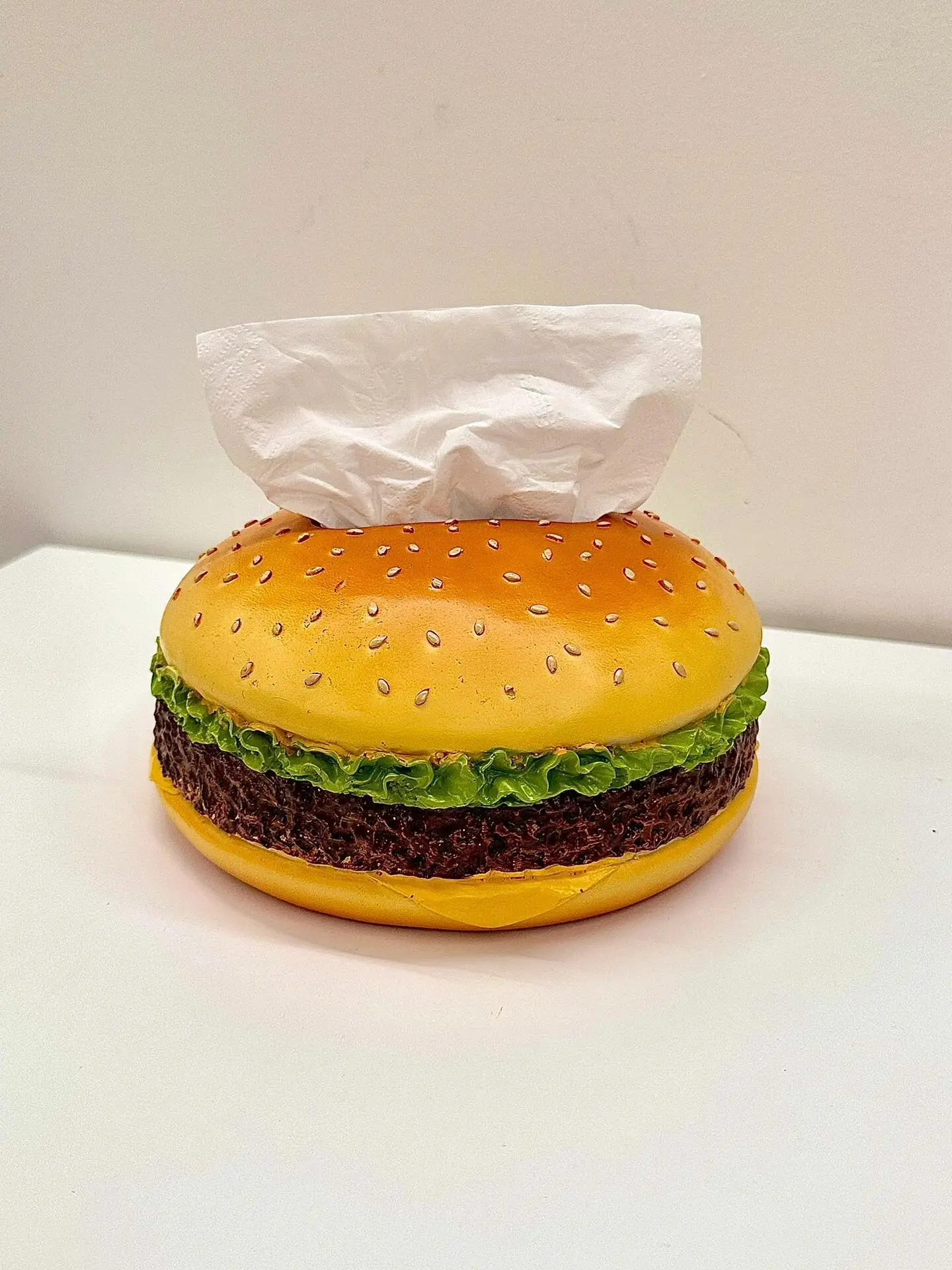 Taschentuchbox im Hamburger-Design, kreativer Kraftpapierhalter für Wohnzimmer, Dekor, lustiges Wohnaccessoire, Retro-Stil, Neuheitsgeschenk – Detail 6