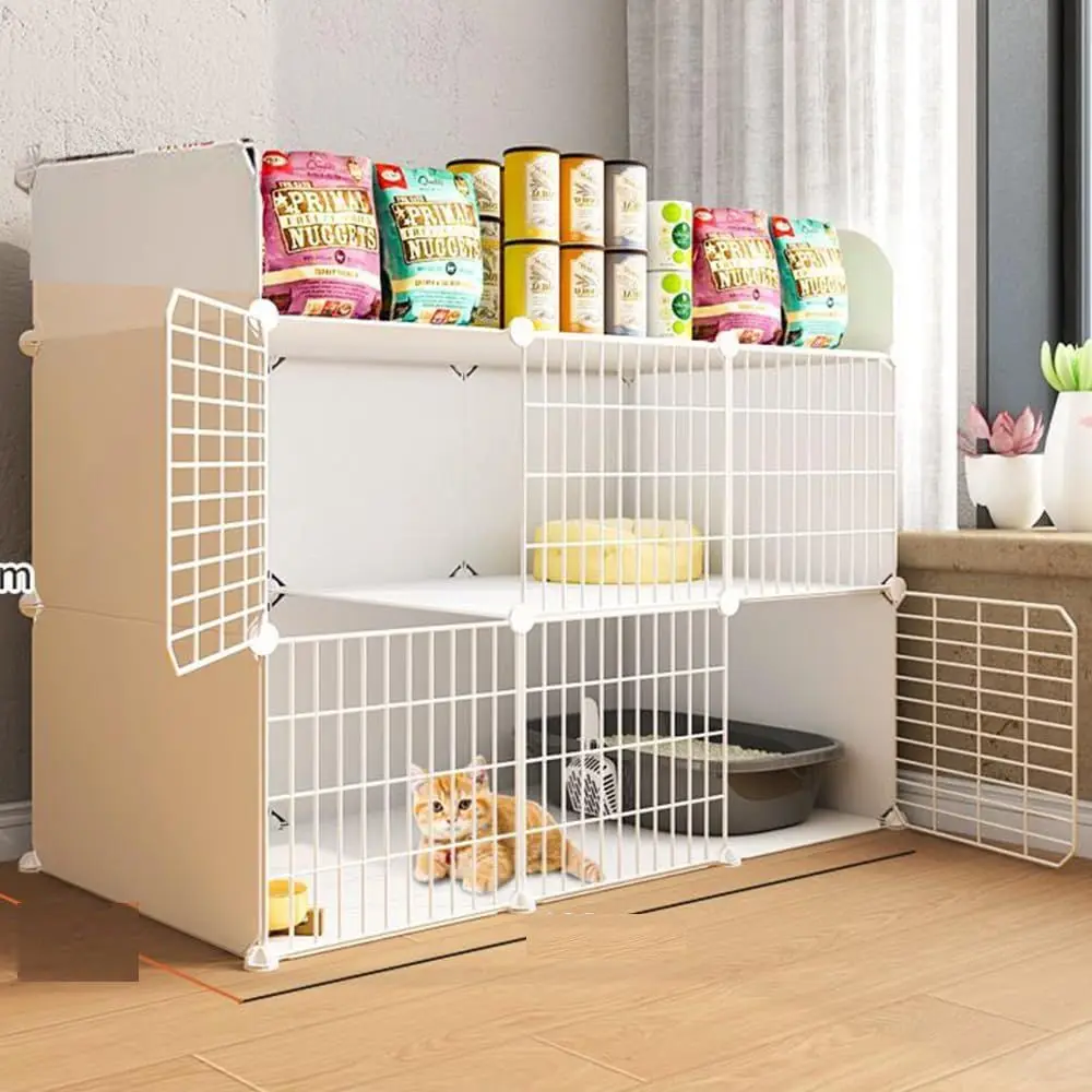 

Indoor 2-Tier Detachable Metal Cat Playpen with Wire Enclosures