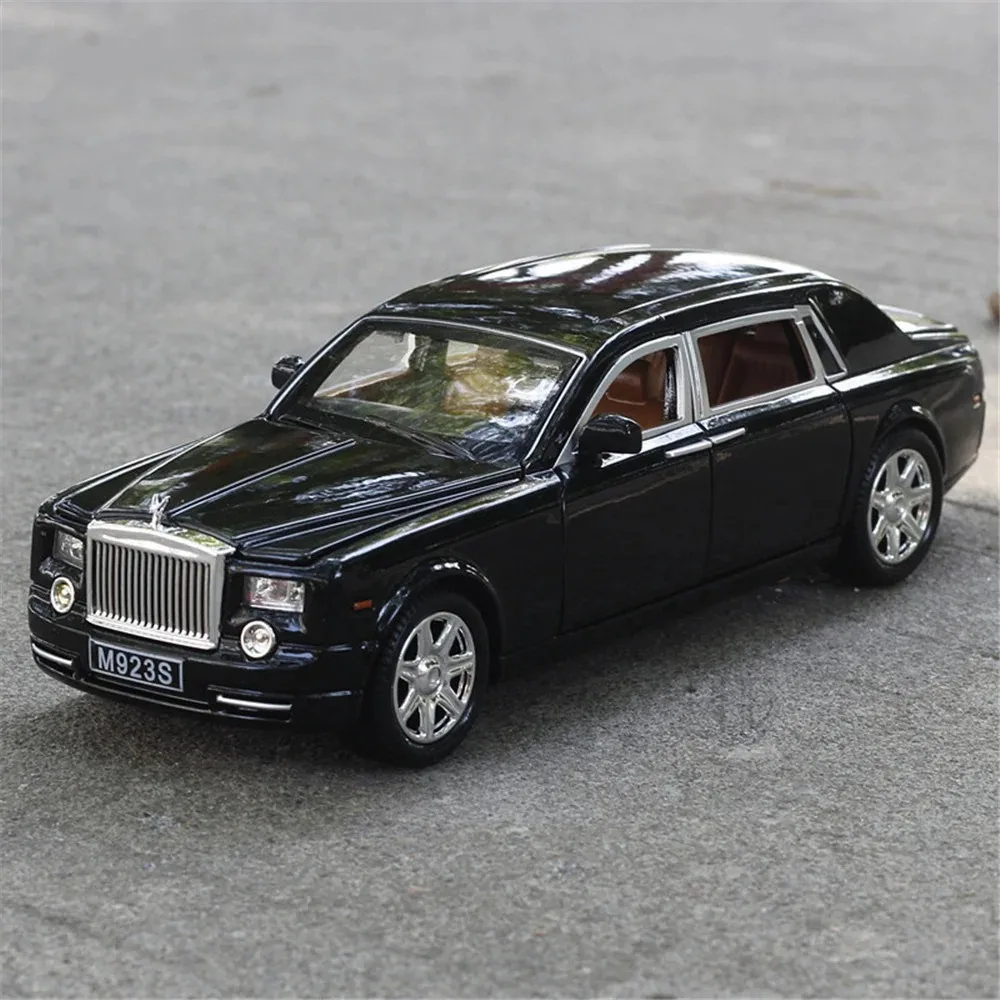 1:24 Rolls Royce Phantom Alloy Cars Model Toys Diecast Limousine Sound Light Pull Back Toys Children Christmas Gifts Collection