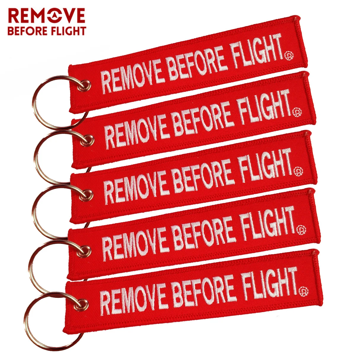 3 PCS Embroidery REMOVE BEFORE FLIGHT Keychain for Aviator Fashion Jewelry Key Chains Red Key Ring Chain Gift Key Tags