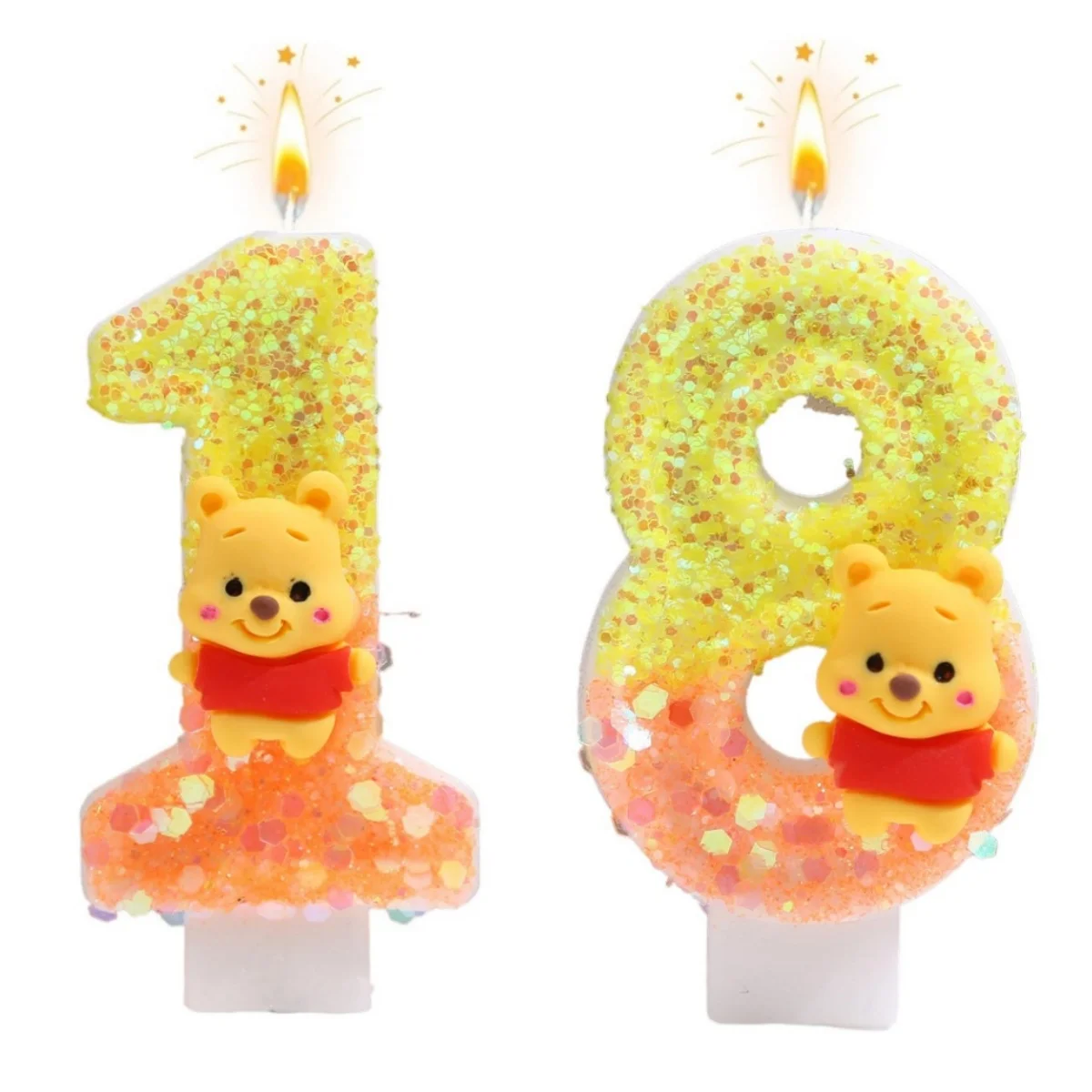 New 0-9 Number Birthday Candles original Two tone teddy bear birthday cake digital party candle decoration