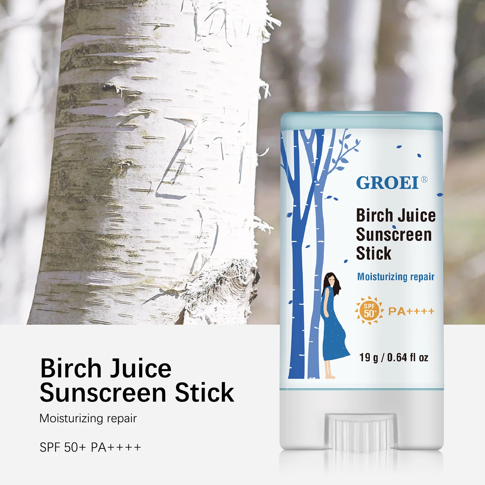 

Birch Juice Sunscreen Stick SPF50 UV Protective Portable Moisturizing Light Brighten Soothing Skin Hydrating For Sensitive Skin