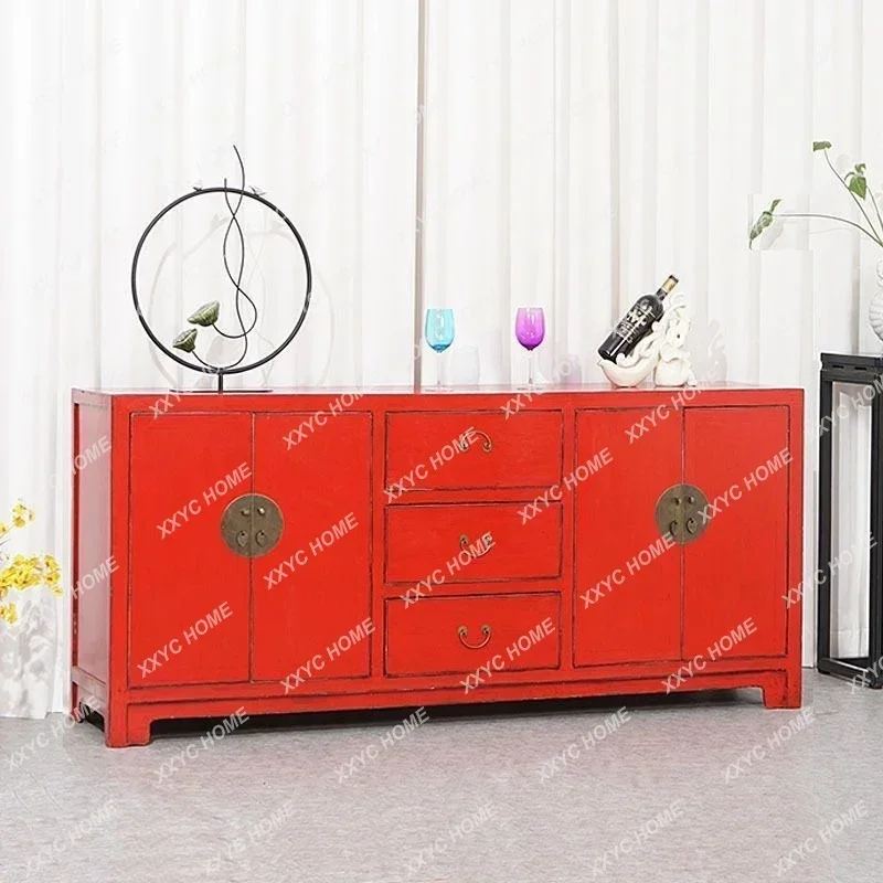 AANew Chinese Solid Wood Gold Dining Side Cabinet Antique Edging Old Locker Cabinet Ming And Qing Classical Foyer Cabinet