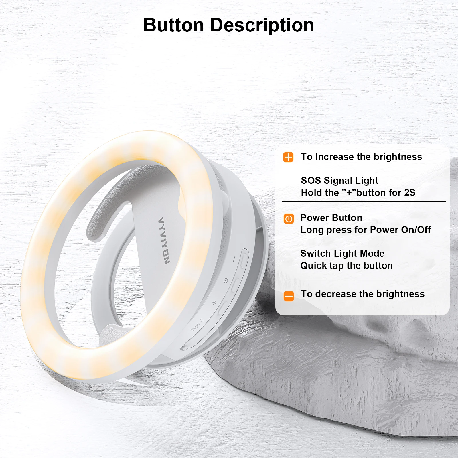 Anel de luz giratório para selfie, anel de luz com clipe para telefone, foto e vídeo, 3 temperaturas de cor, recarregável, luz de preenchimento LED