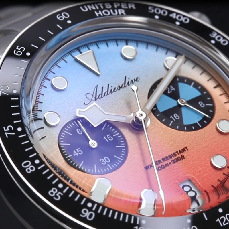 ADDIESDIVE Chronographenuhr für Herren BGW9 Super Luminous 316L Edelstahl 100m Taucheruhr Reloj Hombre VK64 Quarzuhr AD2559