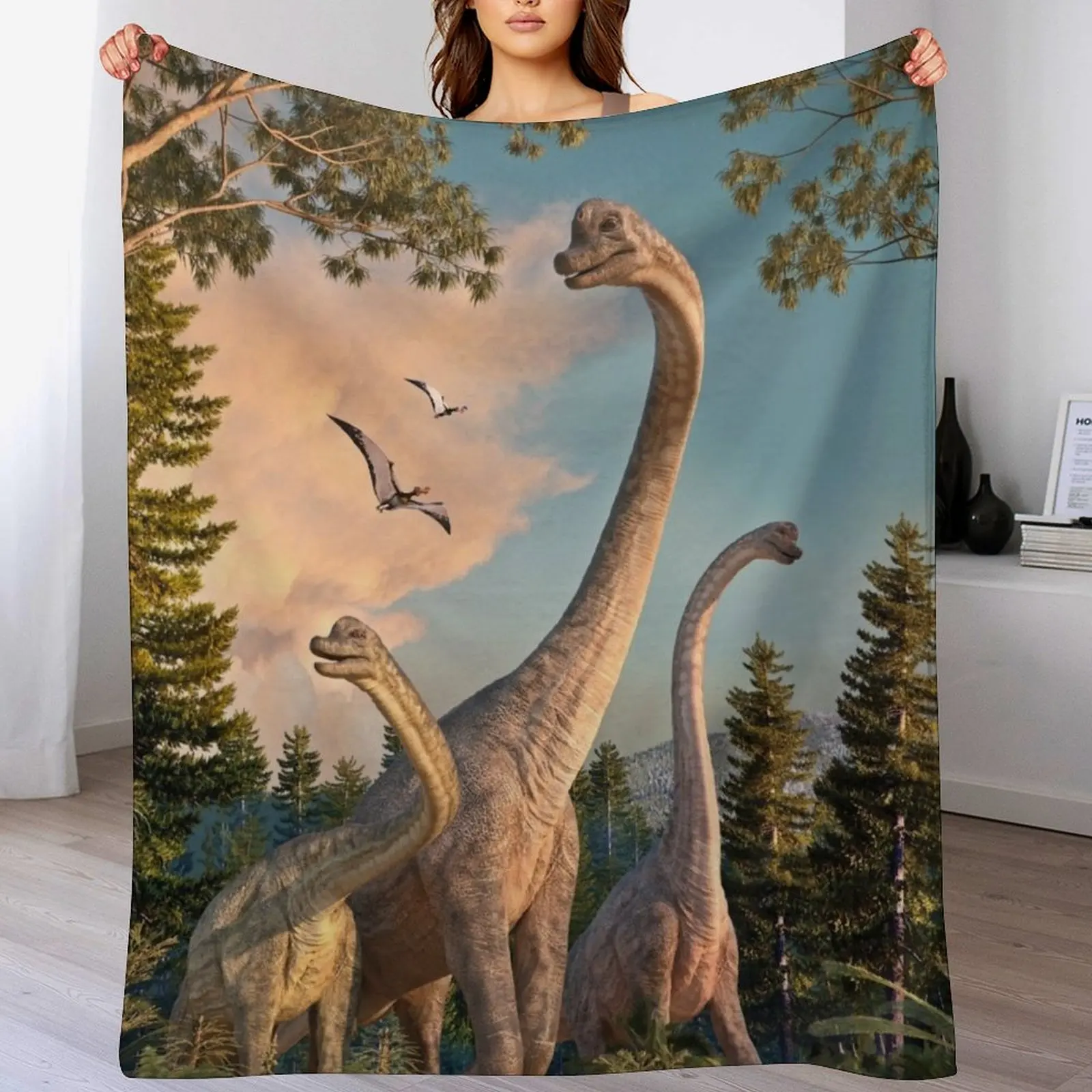 Brachiosaurus Walk Throw Blanket Bed covers funny gift Soft Soft Beds Blankets