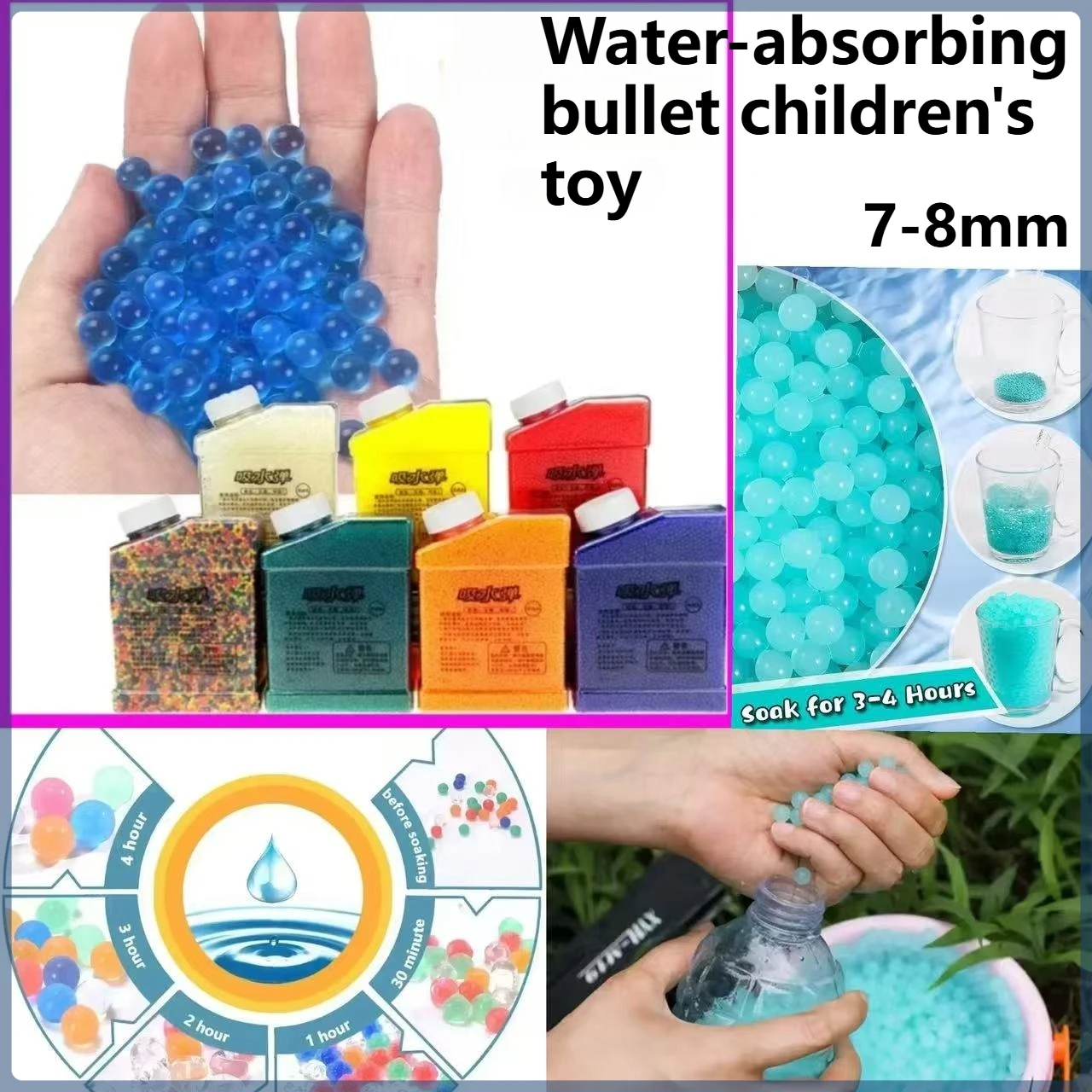 

Новинка 2024 года, высококачественная водяная бомба из хрустальной глины, 7-8 мм, игрушечная крышка, аксессуары для водяного насоса для развлечений, игры на открытом воздухе, дети