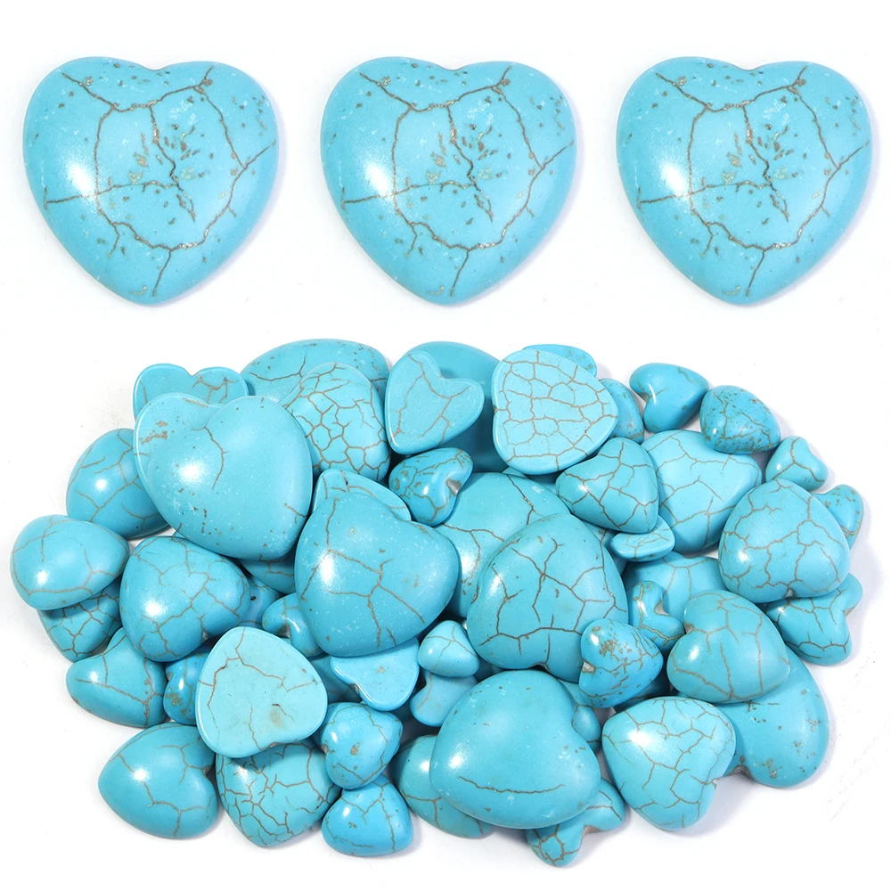 10 teile/los Liebe Herz Türkis Cabochon Naturstein Cabochon Perlen Für Schmuck Machen DIY Halskette Anhänger Ringe Brosche