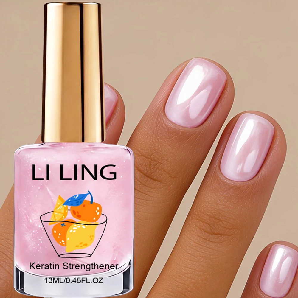 Pink Pearl Hardener - Fast-Dry, No Lamp. Calcium & Keratin Formula with Pearl Shine, Strengthens Weak/Soft Nails. For Busy Pros.