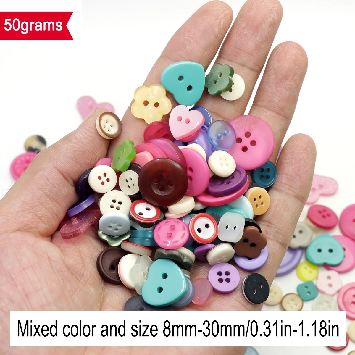 Resin Buttons, Assorted Sizes Craft Buttons About 100 Pcs for Sewing DIY Crafts,Children\'s Manual Button Painting, Mixed Colors