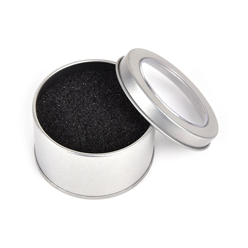 Silver Round Metal Jewelry Watch Box Display Case Watch Box Holder 6.5*4cm
