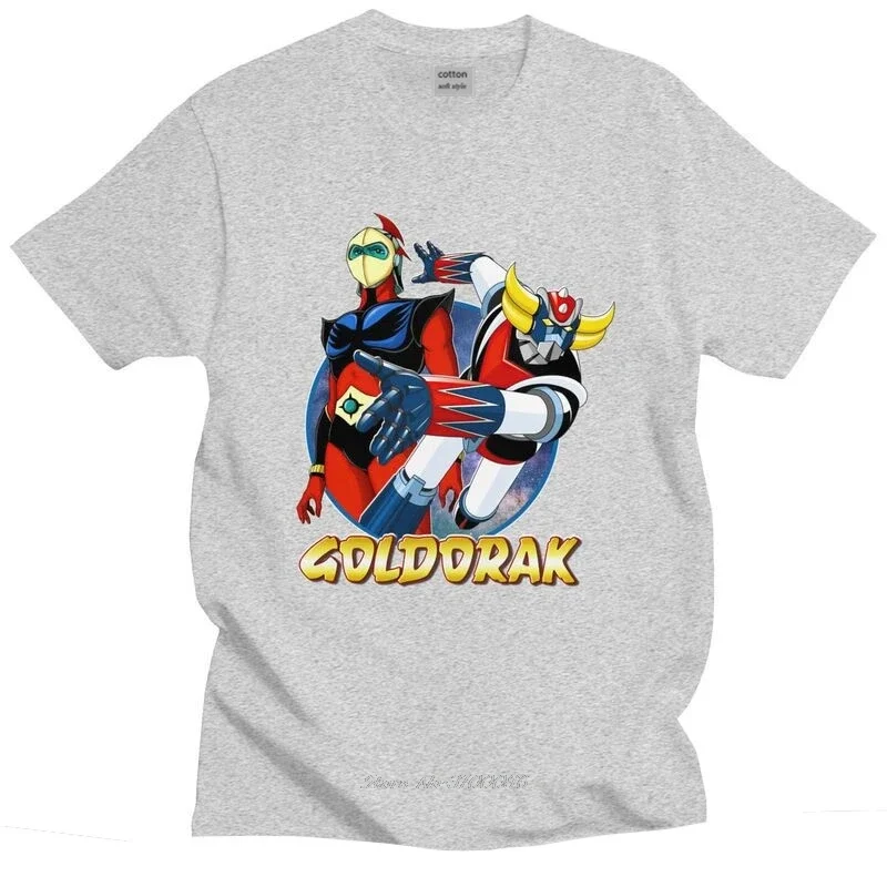 UFO Robot Goldorak Grendizer T Shirt Men Cotton Tshirt Urban Tees Short Sleeved Actarus Goldrake Anime T-shirts Fitted Clothing