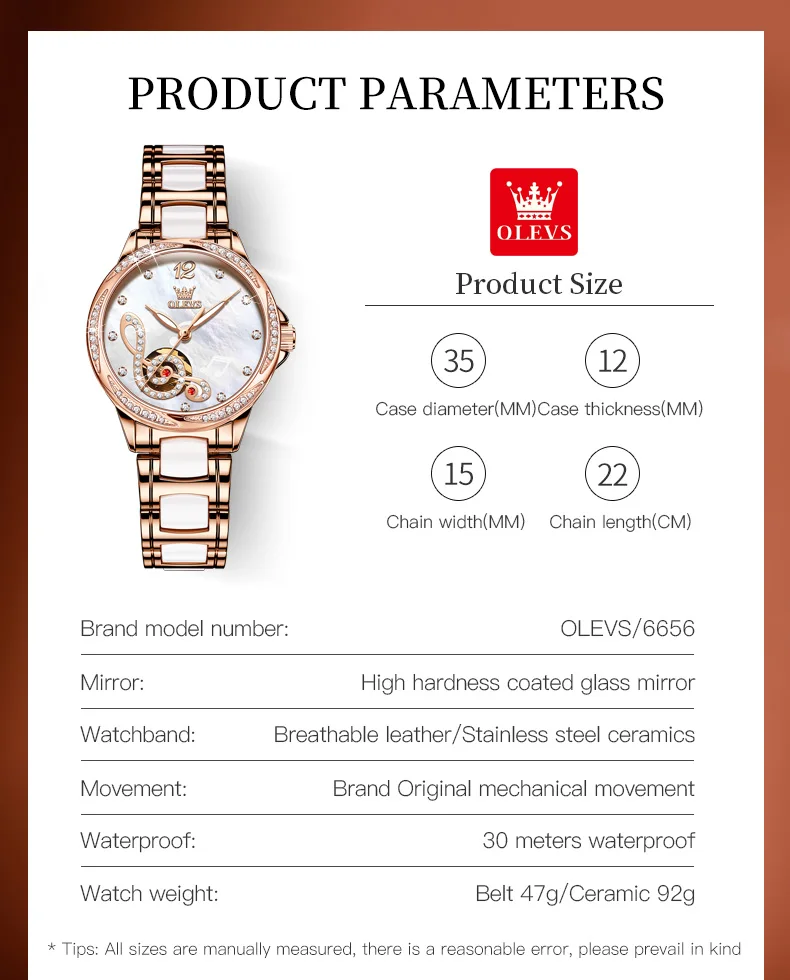 OLEVS 6656 Relojes para mujer Diseño de notas musicales ahuecadas Reloj mecánico automático original elegante de lujo Reloj de pulsera resistente al agua