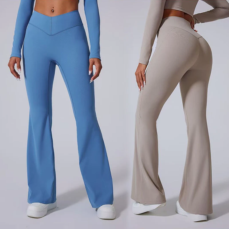 נשים אלפא רזה מזדמן מתאים lested יוגה מכנסיים v קרוסאובר גבוה מותרות אימון מכנסיים רחבים חותלות