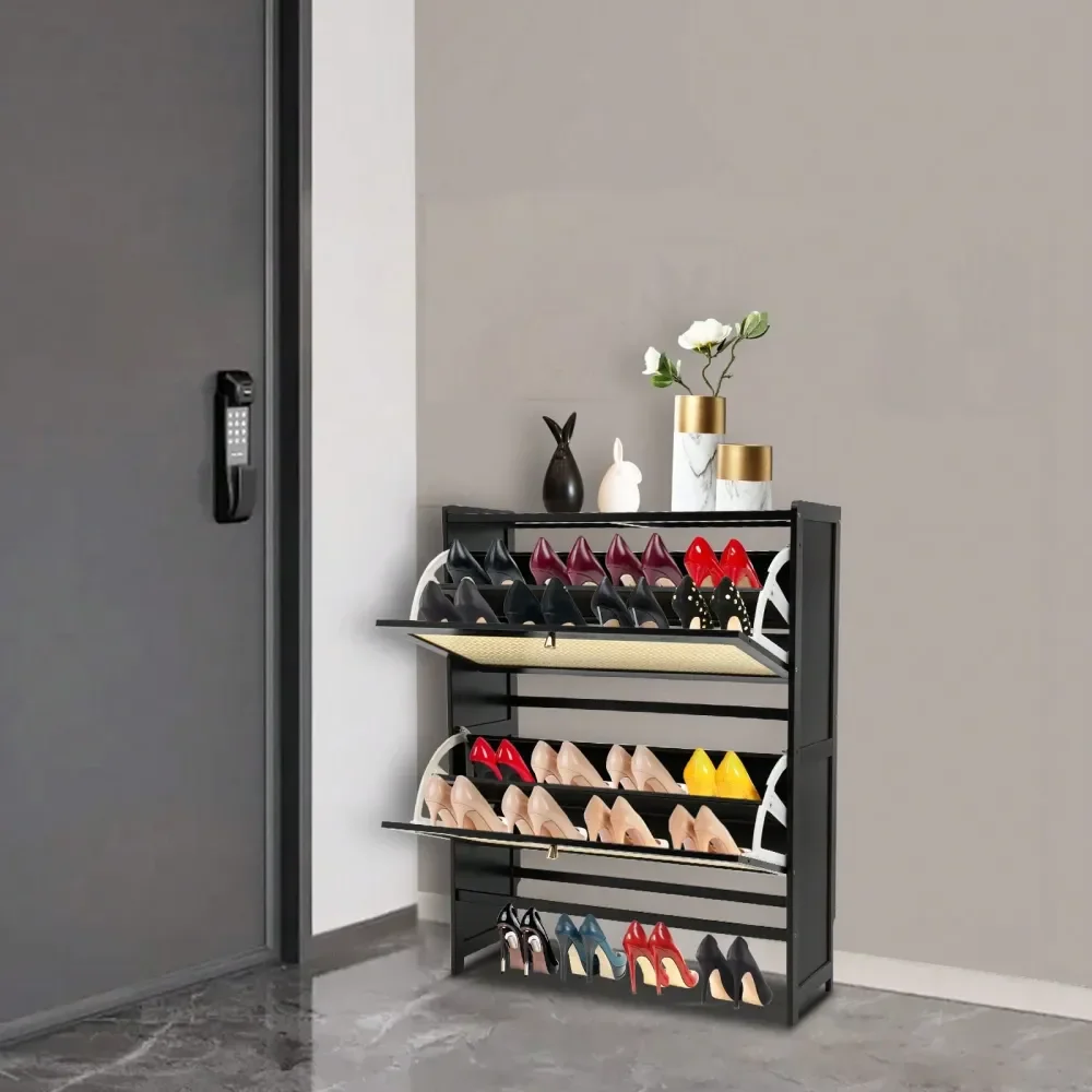 

Shoe Cabinet, 2 Flip Drawers Shoe Rack Storage Organizer Narrow Hidden Shoe Rack, Storage Cabinet For Entryway, Shoe Organizer