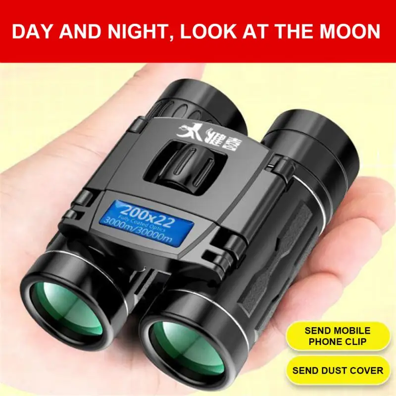 

500x25 Zoom Portable Powerful Binoculars Long Range BAK4 Telescope Jumelles Folding Low Light Binoculars for Hunting Camping