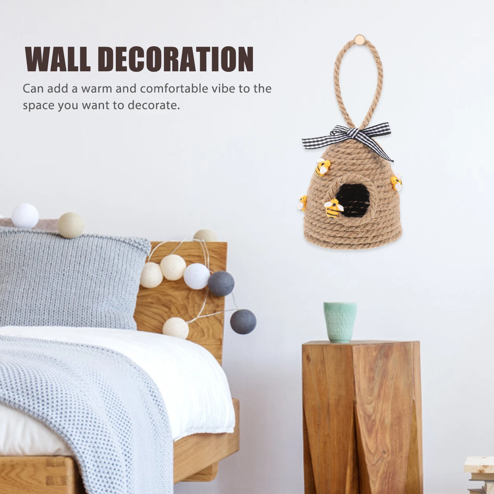 

Braided Rope Honeycomb Pendant Straw Decorative Hanging Garden Ornament Balcony Lovely Housewarming