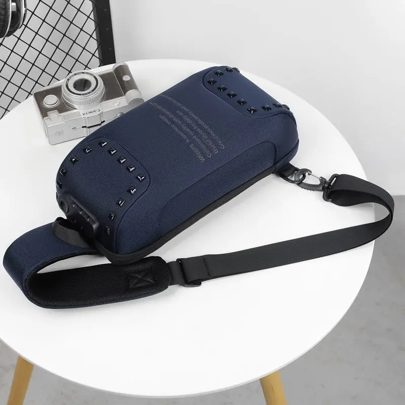 حقيبة ظهر للرجال، حقيبة كروس بكتف واحد، حقيبة صدر ذات سعة كبيرة، قفل بكلمة مرور مضاد للسرقة، حقيبة معلقة مائلة على الصدر #6