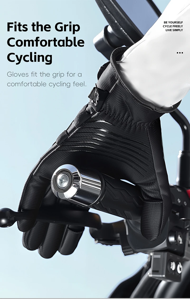 WEST BIKING Winter-Wärmehandschuhe für Herren, winddicht, mit Fleece, selbstverriegelndem Knopf, Touchscreen-fähig, rutschfest, für Mountainbike, Rennrad und Motorrad. – Detail 12