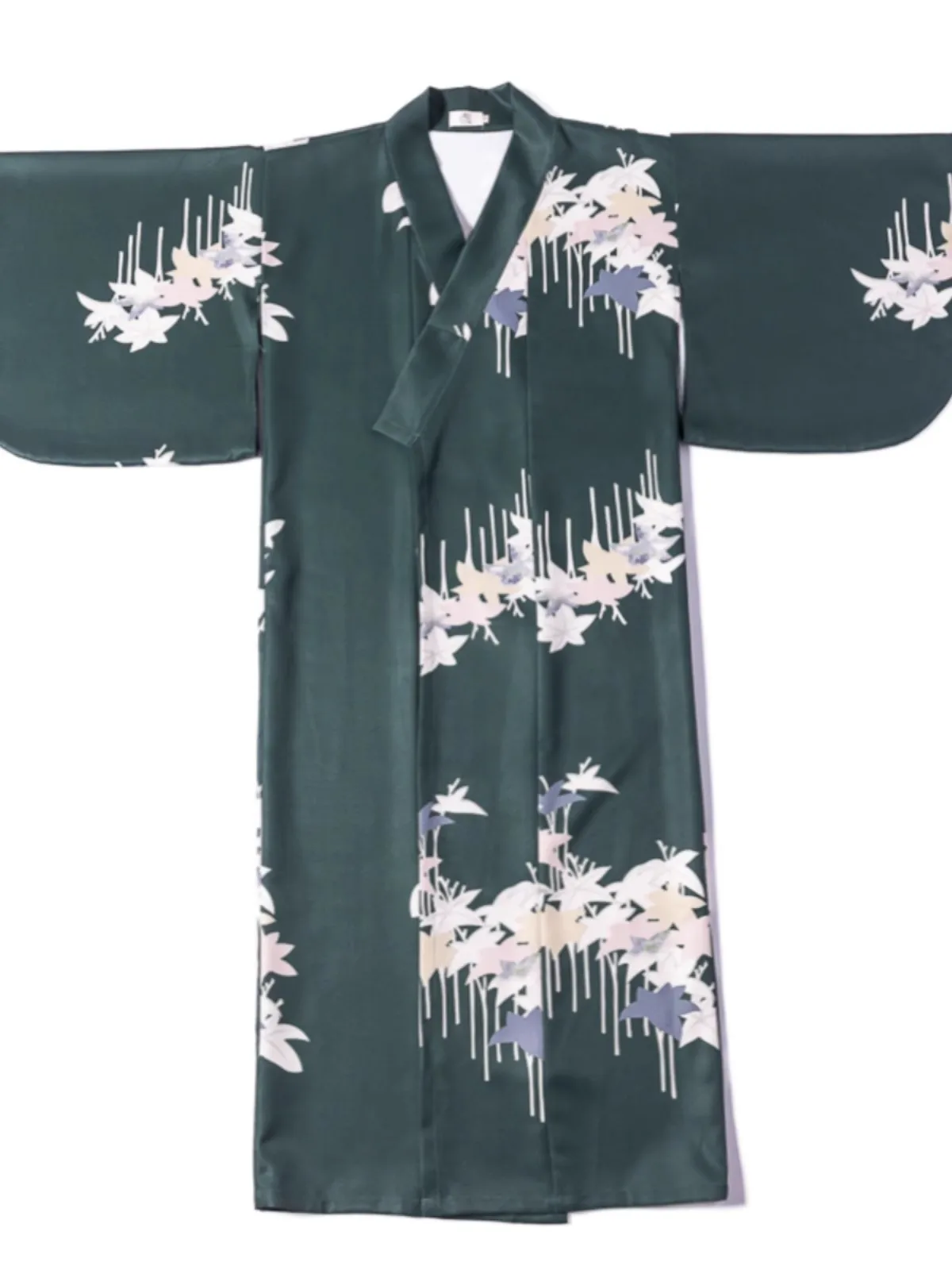 Retro zielony Kimono z torebką japońska Yukata ładna dziewczyna japońska ulepszona fotografia sukni