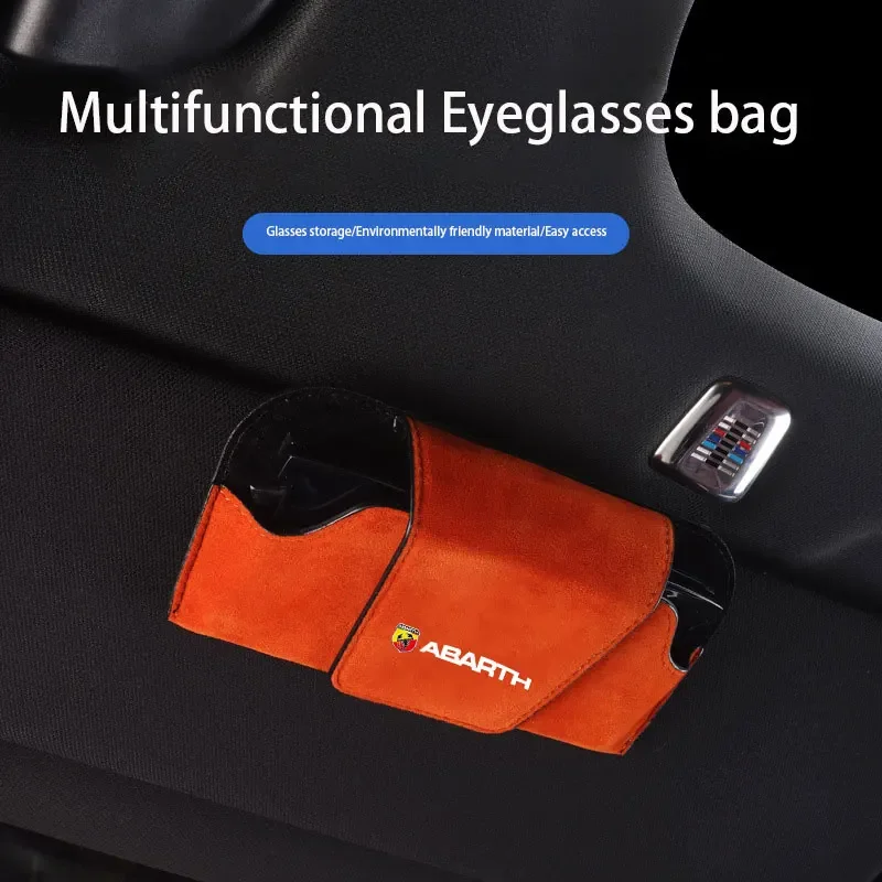 

Pop For Fiat Abarth 595 500 Car Glasses Holder Clip Accesorios Interior Decoration Case Cover Eyeglass Organizer Sun Glasses Sto