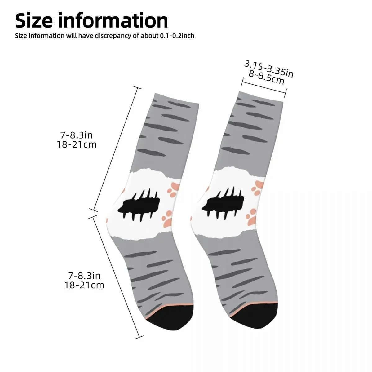 Cat Paw Socks Grey Socks Harajuku Super Soft Stockings All Season Long Socks Accessories for Unisex Gifts