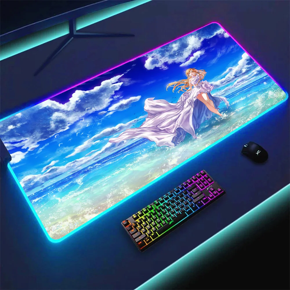 لوحة ماوس بإضاءة خلفية RGB كبيرة ، فن السيف على الإنترنت ، يوكي أسونا ساو ، حصيرة مكتب الفضاء ، لوحة ماوس للألعاب ، حصيرة مضيئة #2