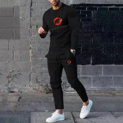 Autumn New Sportswear XXO Pattern Men's 2-piece 3D Printing Long Sleeve T-Shirt Suit Casual Men's T-Shirt Street Fashion Suit