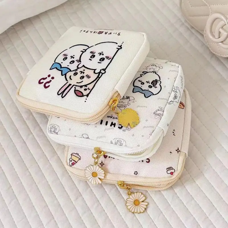 Usagi meninas saco de armazenamento absorvente sanitário saco de lona moeda carteira portátil saco de transporte chiikawa dos desenhos animados bonito hachiware presente