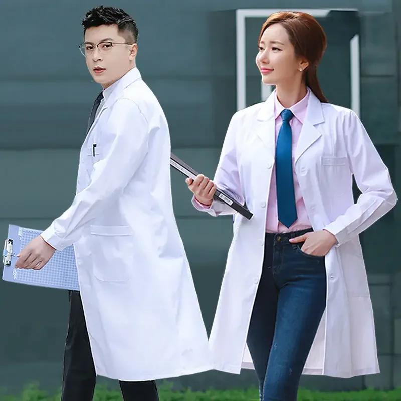 White coat long sleeve doctor clothes male nurse female isolation medical college students chemistry laboratory work clothes