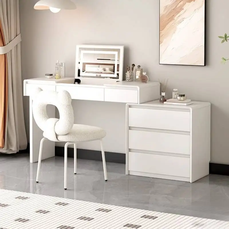 White Essentials Vanity Table Drawer Girls Huge Modern Bedroom Vanity Table Makeup Mirror Europa Coiffeuse De Chambre Dressers