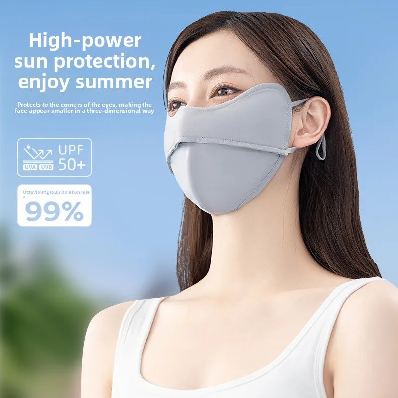 Outdoor Cycling Summer Ice Silk Sunscreen Face Mask UV Protection Fishbone 3D Thin Breathable Sunshade Cover for Men Women