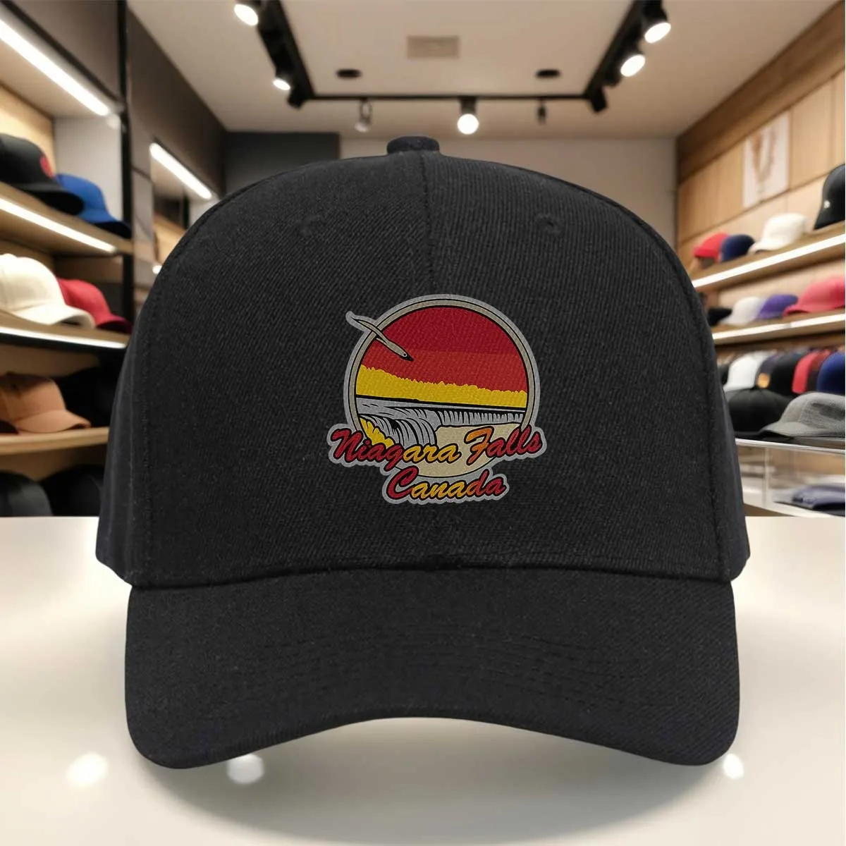 Niagara Falls Canada Baseball Cap for Men & Women - Adjustable Hook & Loop Hat with Colorful Niagara Falls Print, Round Cap Suit