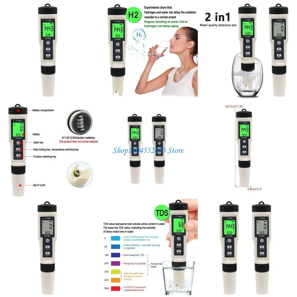 

Y6GD Digital Water Quality Test Meter Temp Test Meter with/non Backlight Water Quality Tester Monitor Meter for Drinking