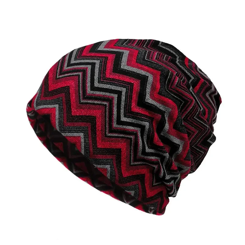 Spring and Autumn Cotton Print Thicken Knitted Hat Warm Skullies Cap Beanie Hat For Men and Women 170