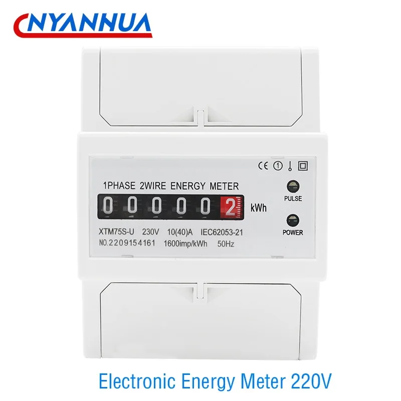 Single-phase Electric Energy Meter High Load 35mm DIN Rail 50Hz 100A 4P Counter Display XTM75S-U 1 Class