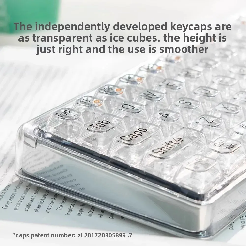 Lofree 1% Mechanical Keyboard Transparent 65% Layout Bluetooth Wireless 68 Keys Type-c Wired PC Keycap Kailh Switch for Laptop
