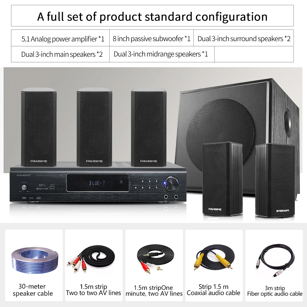 Mini 5.1 Home Theater Sound System 3D Surround  5.1 Amplifier Surround Combined Speaker System
