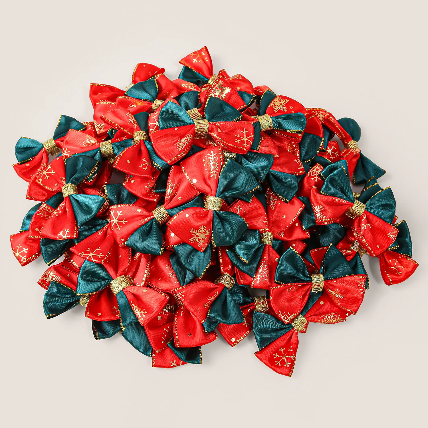 30/40 قطعة ندفة الثلج الأحمر الأخضر اللون حظر القوس الساتان ملحق لعيد الميلاد DIY بها بنفسك الملابس كليب شنطة هدايا قبعة اكسسوارات الديكور