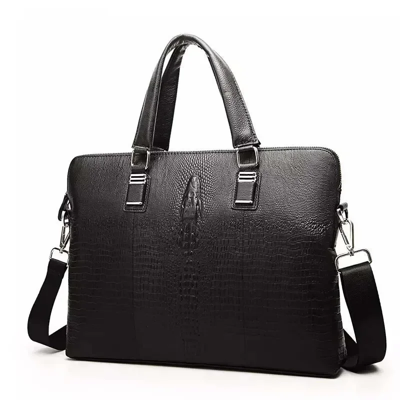 New Luxury Alligator Cow Genuine Leather Business Men's Briefcase Male Briefcase Shoulder Bag Men Messenger Laptop Computer Bag