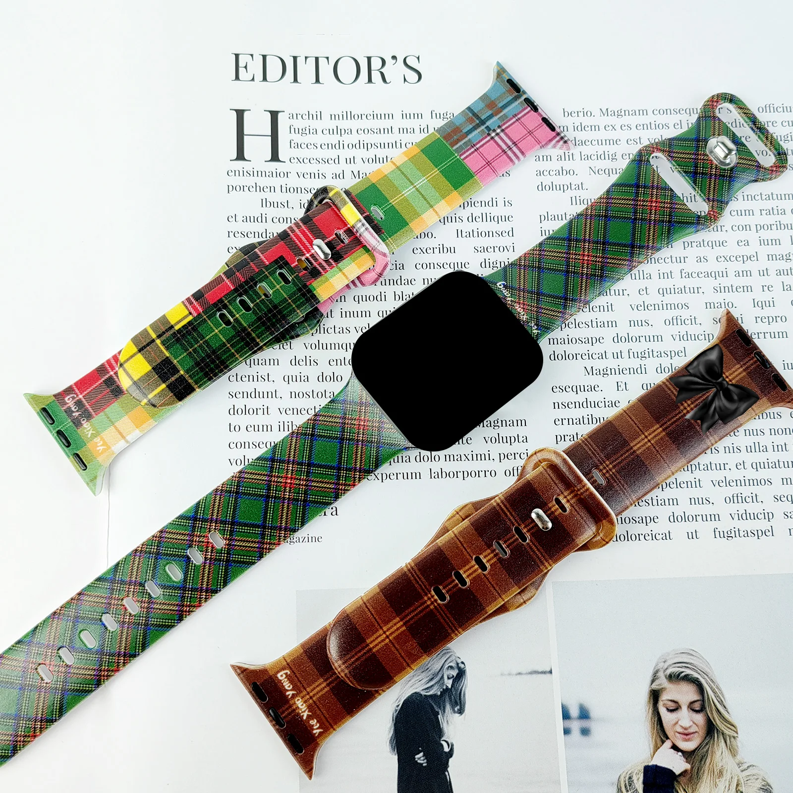 Scotland Plaid Printed Strap for iWatch 45mm 44mm 42mm 40mm Silicone Band Replaceable Bracelet for Apple Watch 9 8 7 6 Watchband