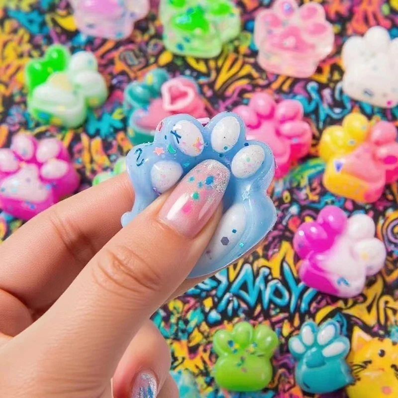 10Pcs Mini Cute Cat Claw Squishy Fidget Toys Plush Stress Relief Pinch Toys for Halloween Christmas Party Favors Goodie Bag image 5