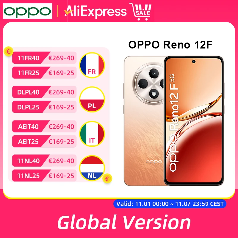 Global Version OPPO Reno 12F smartphone android MediaTek Dimensity 6300 Battery 5000mAh SUPERVOOC ColorOS 14.0